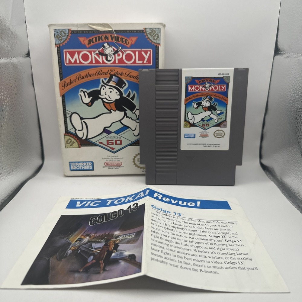 Monopoly NINTENDO NES 1991 Game Cartridge w BOX Parker Brothers